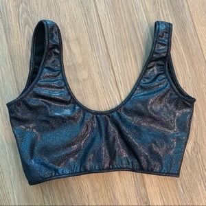 New - Roma black sparkle rave crop top